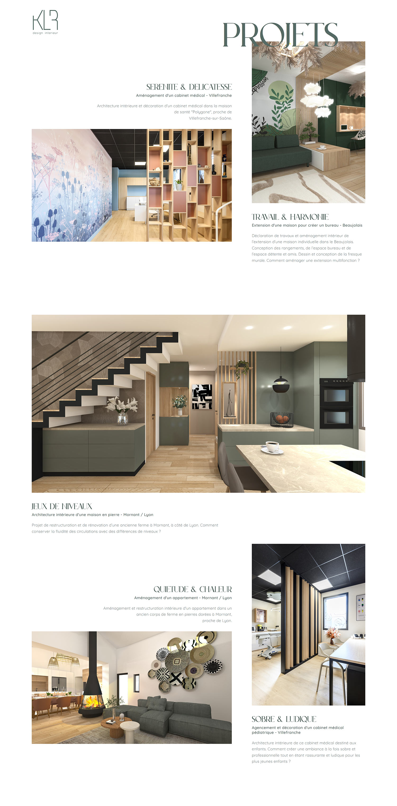 KLR Architecte d'intérieur à Villefranche-sur-Saône / Lyon, création du site internet par Hervé Augoyat.