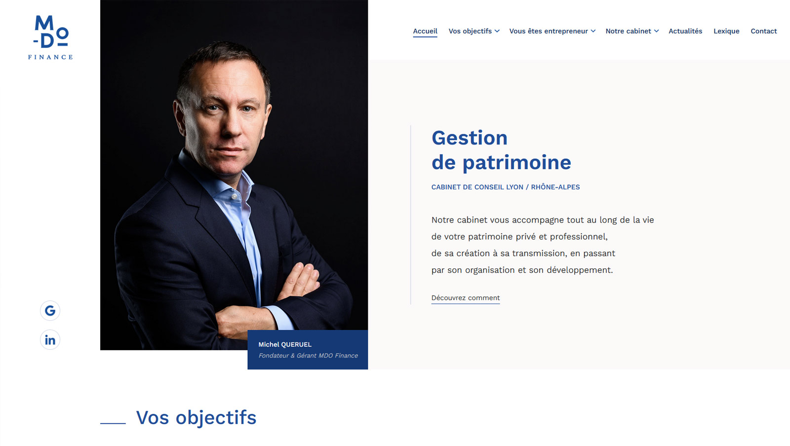 Création du site internet pour MDO Finance, conseil en gestion de patrimoine à Lyon, par Hervé Augoyat