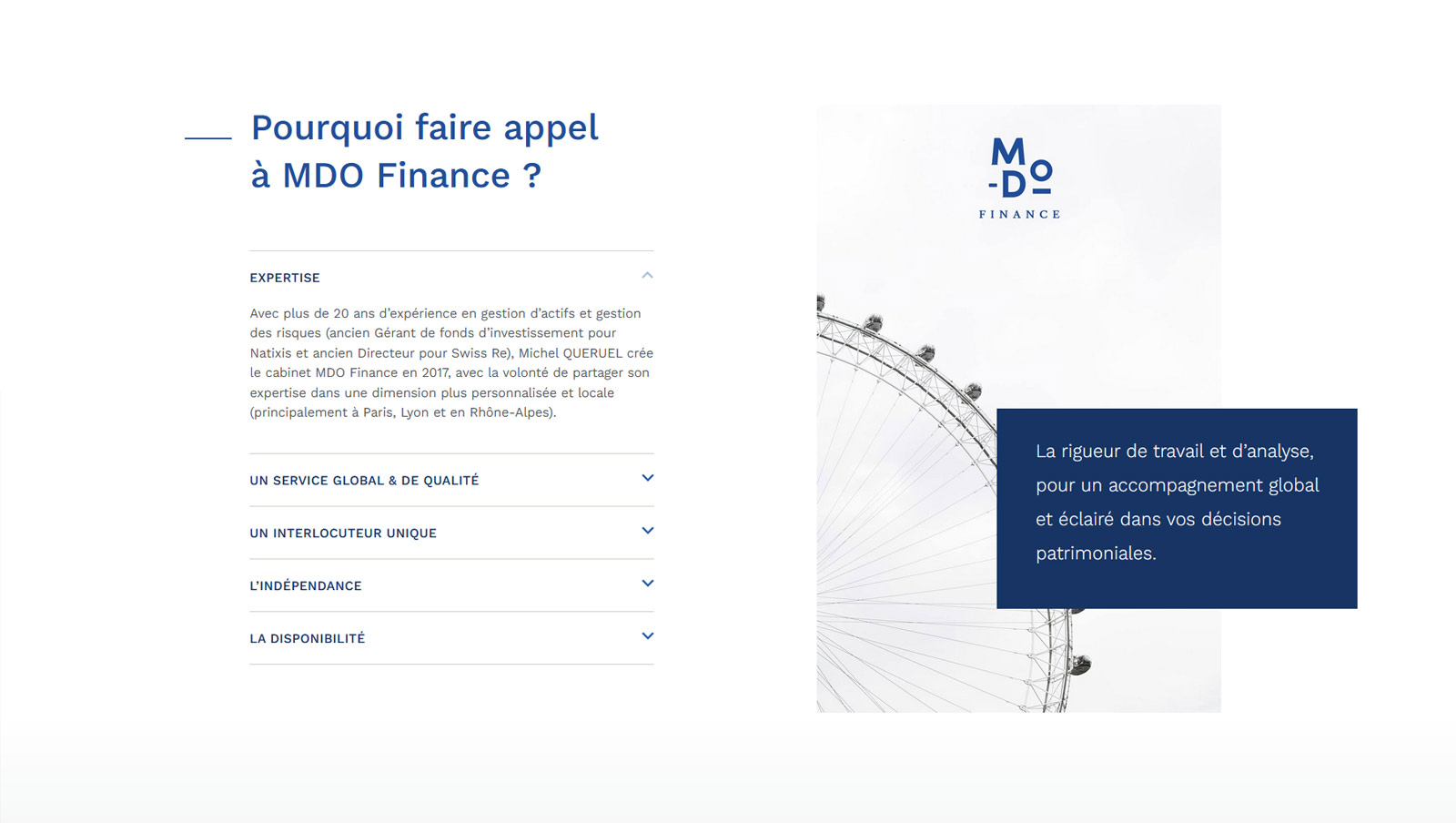 Création du site internet pour MDO Finance, conseil en gestion de patrimoine à Lyon, par Hervé Augoyat