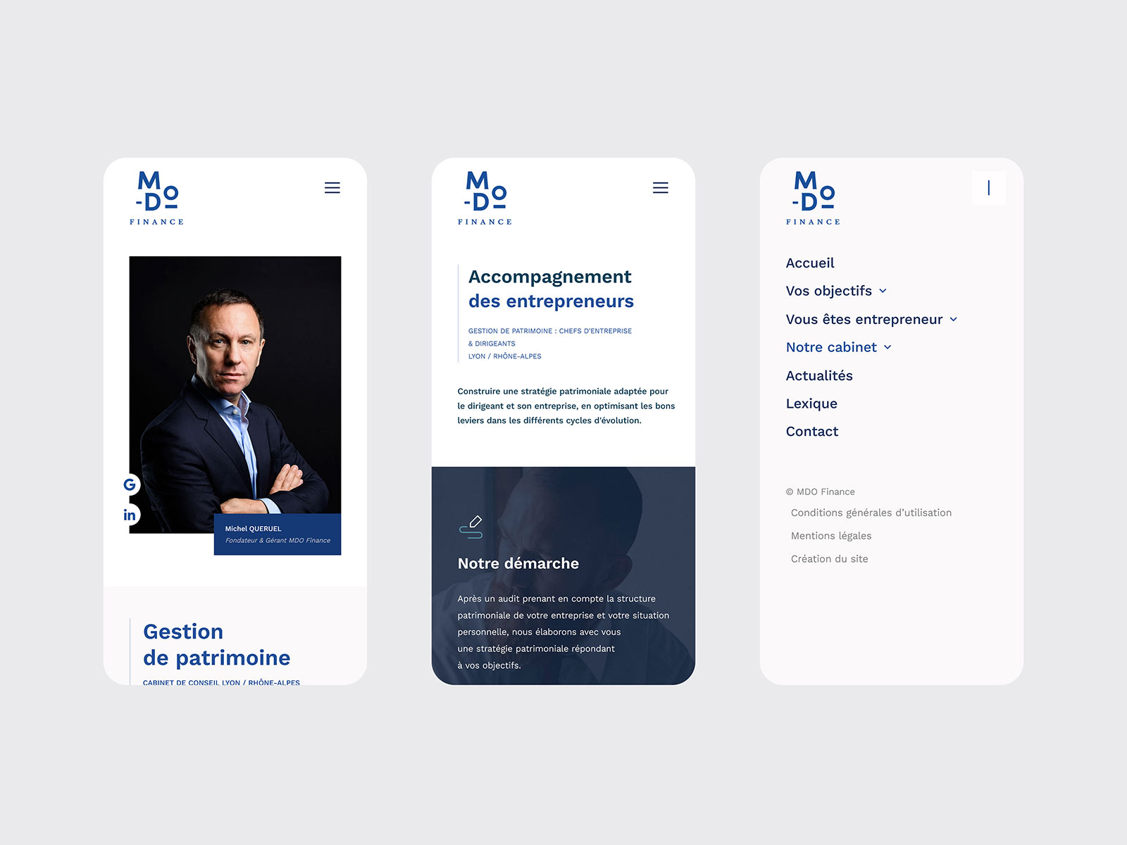 Création du site internet mobile pour MDO Finance, conseil en gestion de patrimoine à Lyon, par Hervé Augoyat
